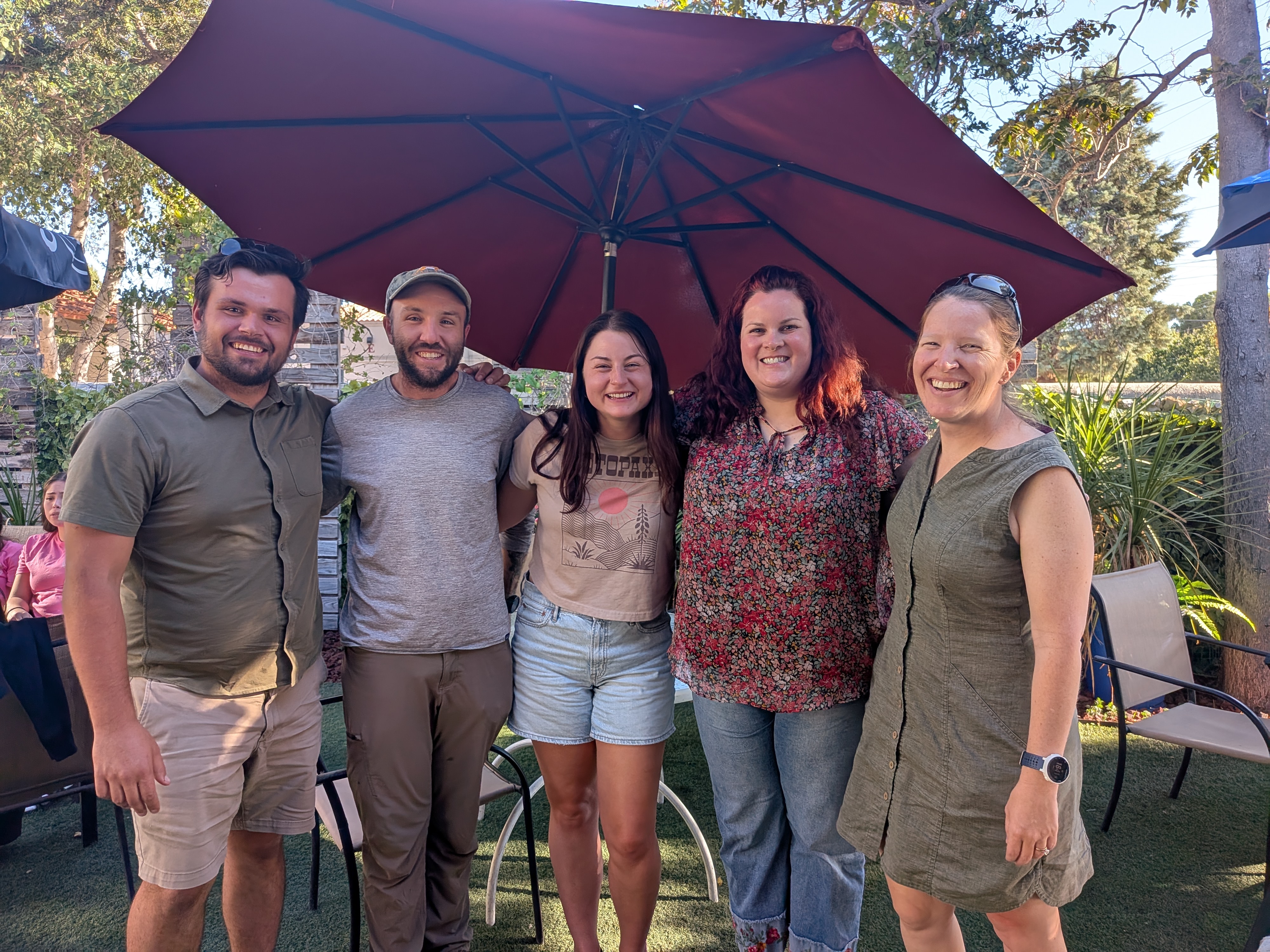 October 2025 lab photo of Taylor Pichler, Matt Becker, Iona Rohan, Holly Whited, and Theresa Laverty. Missing Brandi Stevenson.